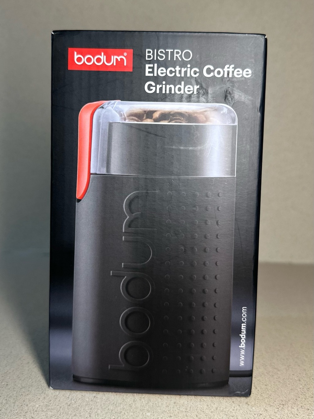 Bodum Bistro Electric Coffee Grinder - Black with Red Accent